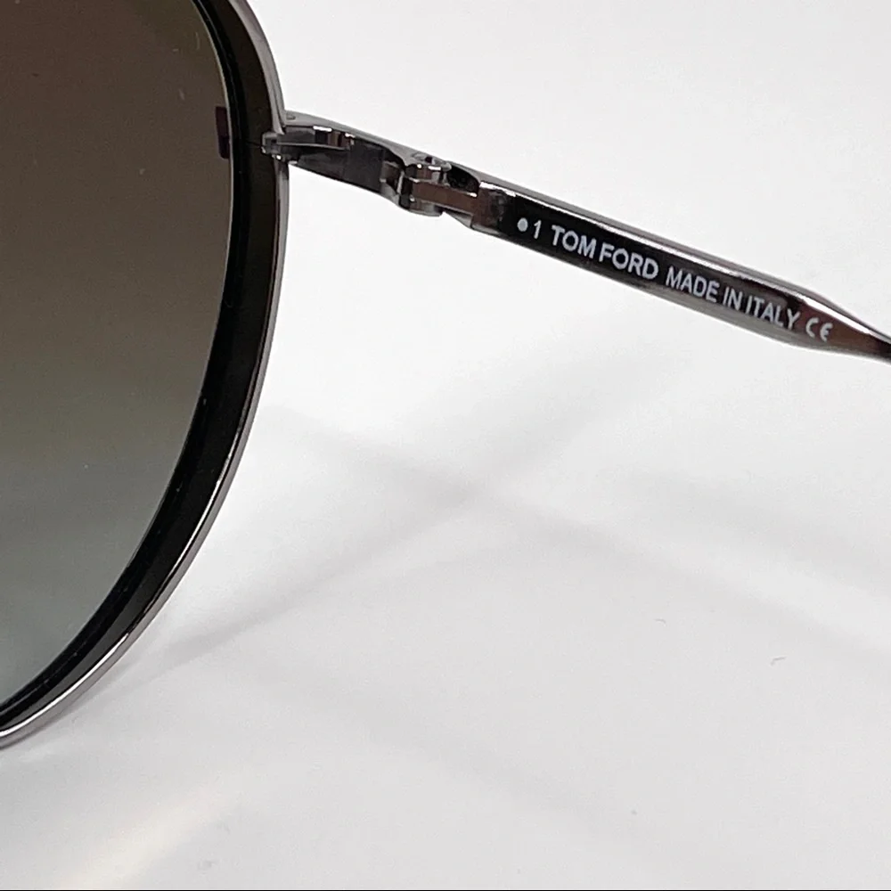 TOM FORD Declan Sunglasses NEW Shiny Light Ruthenium / Green Made In Italy